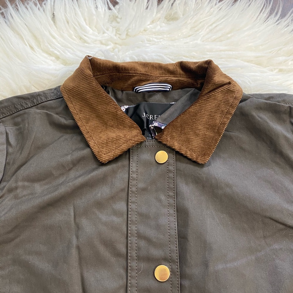 J. Crew Olive Green Jacket with Brown Corduroy Collar - Picture 4 of 8